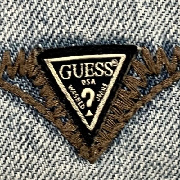 Guess Men’s Camo Patch Distressed Jeans Size 36 Light Wash Straight Leg - Picture 2 of 13